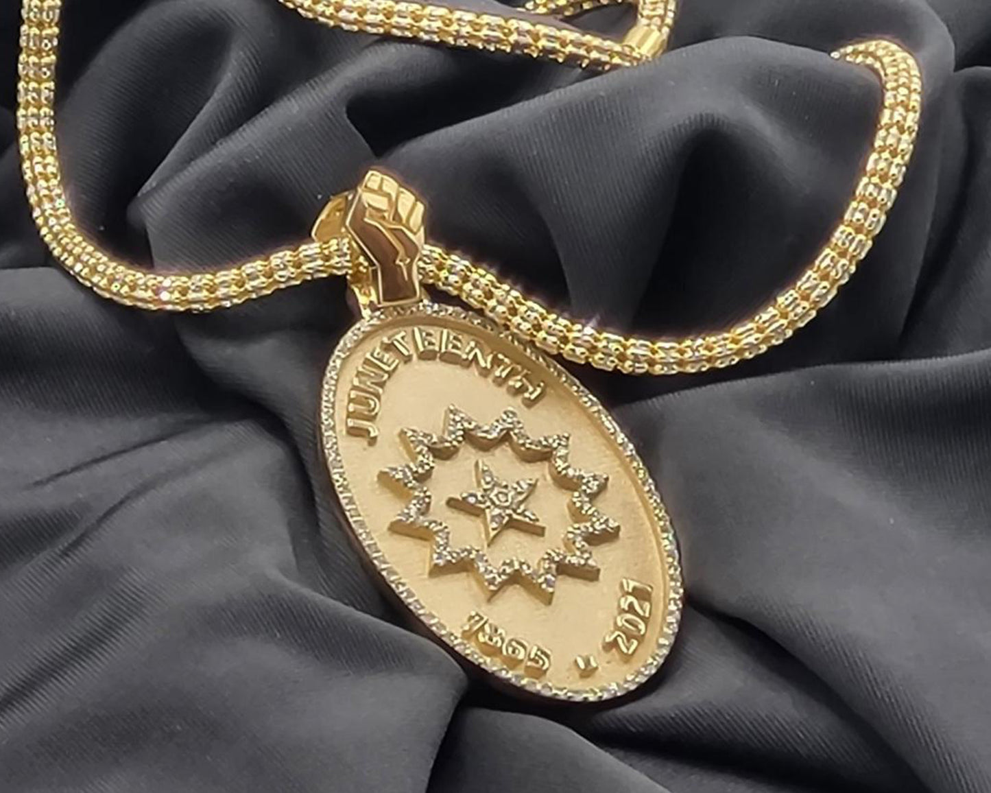 Juneteenth Yellow Gold/Diamond Pendant