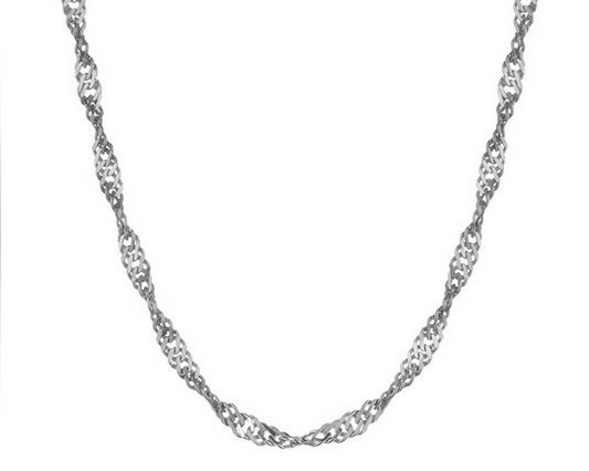 18”High-Quality Water Wave 925 Sterling Silver Chain